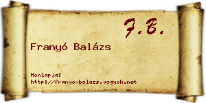 Franyó Balázs névjegykártya